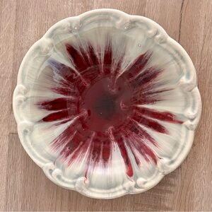 Vtg Germany Mid Century Beige & Red Swirl Bowl‎ Dish Pottery Ceramic Pattern 540